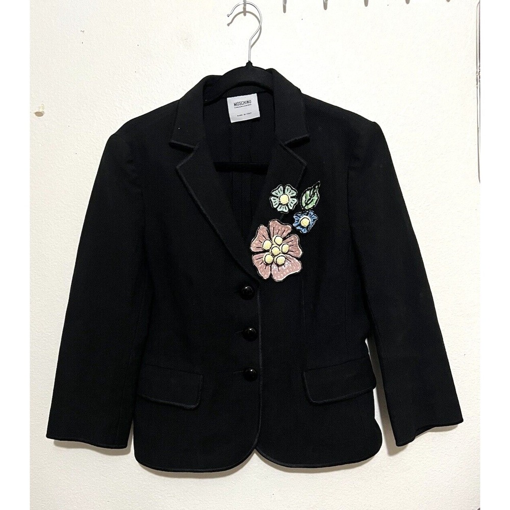MOSCHINO CHEAP AND CHIC RARE VINTAGE sequin beads flower BLAZER US sz 12
